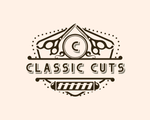 Classic Barber Scissors logo design