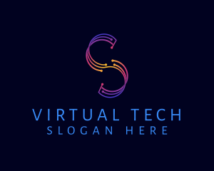 Online Gaming - Modern Circuit Tech Letter S logo design