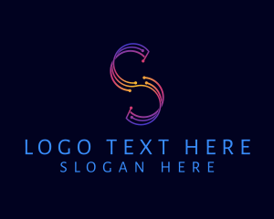Application - Modern Circuit Tech Letter S logo design