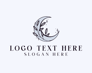 Yoga - Moon Floral Crescent logo design