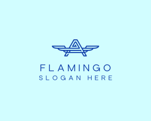 Linear - Blue Wing Letter A logo design