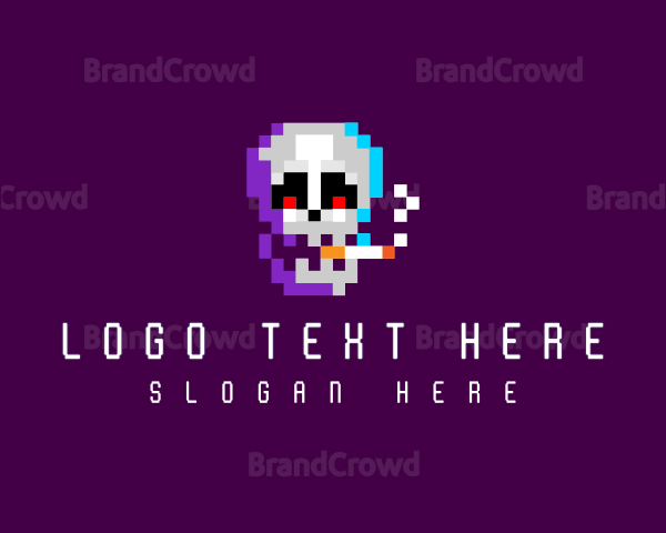 Skull Pixel Cigarette Logo