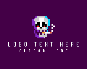 Retro - Skull Pixel Cigarette logo design