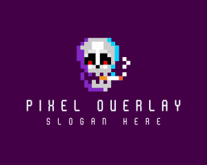 Skull Pixel Cigarette  logo design