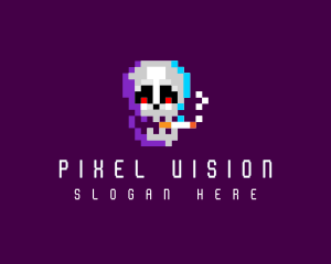 Skull Pixel Cigarette  logo design