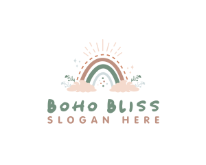 Boho Rainbow Cloud logo design