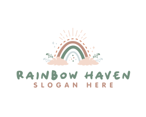 Boho Rainbow Cloud logo design