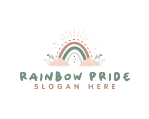 Boho Rainbow Cloud logo design