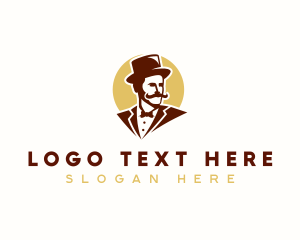 Grooming - Mustache Gentleman Hat logo design