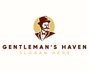 Mustache Gentleman Hat logo design