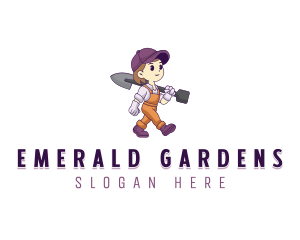 Shovel Farming Gardener logo design