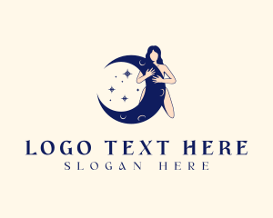 Stripper - Woman Moon Crescent logo design