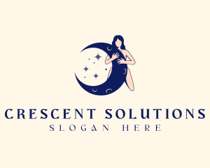 Crescent - Woman Moon Crescent logo design