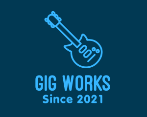 Gig - Blue Electric Guitar logo design