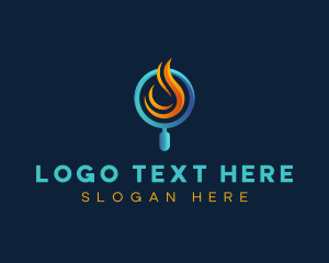 Search - Search Fire Magnifying Glass logo design