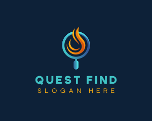 Seek - Search Fire Magnifying Glass logo design