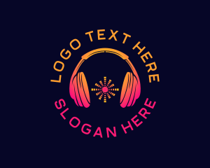 Podcast - Headphones Music Recording logo design