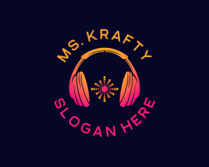 Broadcaster - Headphones Music Recording logo design