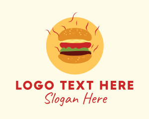 Red Burger - Hot Burger Sandwich logo design