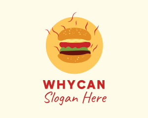 Hot Burger Sandwich Logo