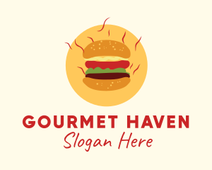 Hot Burger Sandwich logo design