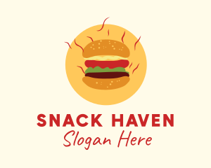 Hot Burger Sandwich logo design