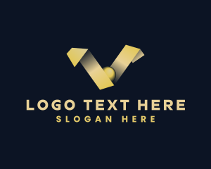 Fold - Tape Origami Sphere Letter V logo design