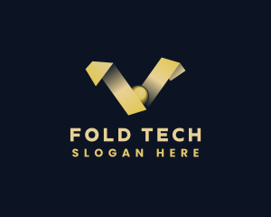 Fold - Tape Origami Sphere Letter V logo design