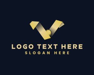 Startup - Tape Origami Sphere Letter V logo design