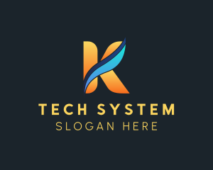 System - Cooling Heating Letter K logo design