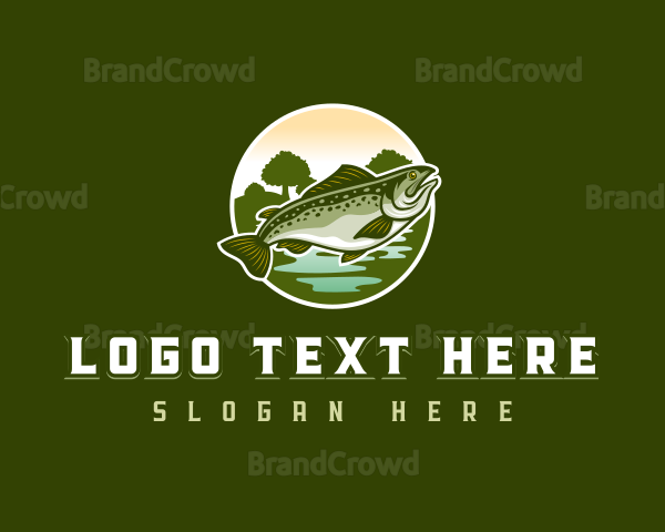 Trout Fish Seafood Logo