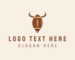 Football Team - Football Bull Horns logo design
