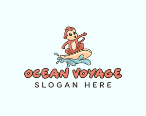 Monkey Water Surfing logo design