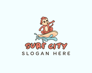 Monkey Water Surfing logo design