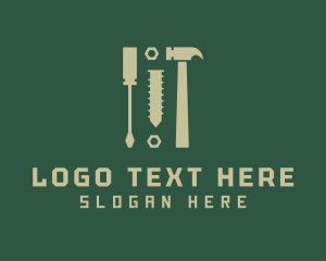 Beige - Hammer Screwdriver Tools logo design