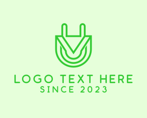 Extension - Electric Plug Letter V logo design