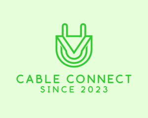 Cable - Electric Plug Letter V logo design