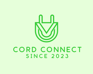 Cord - Electric Plug Letter V logo design