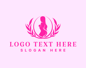 Nude - Sexy Feminine Woman Wreath logo design