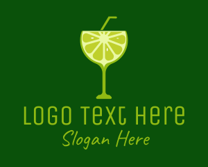 Cocktail Bar - Cocktail Lime Slice logo design
