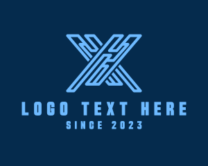 Network - Digital Circuit Tech Letter X logo design