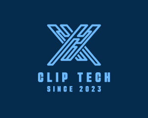 Digital Circuit Tech Letter X logo design