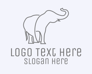 Gray Minimalist Elephant  Logo