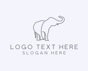 Gray Minimalist Elephant  logo design