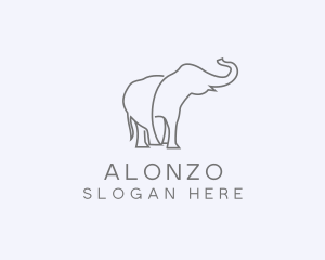 Gray Minimalist Elephant  logo design