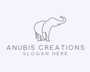 Gray Minimalist Elephant  logo design