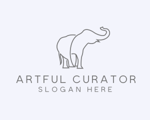 Gray Minimalist Elephant  logo design