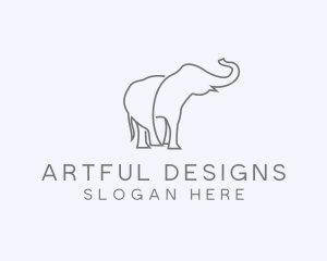 Gray Minimalist Elephant  logo design