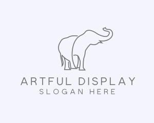 Gray Minimalist Elephant  logo design