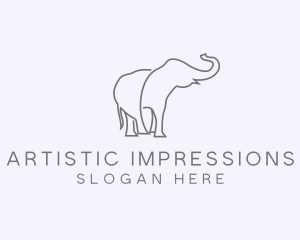 Gray Minimalist Elephant  logo design